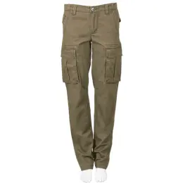 Ladies Heritage Slim Fit Cargo Trousers Khaki Front